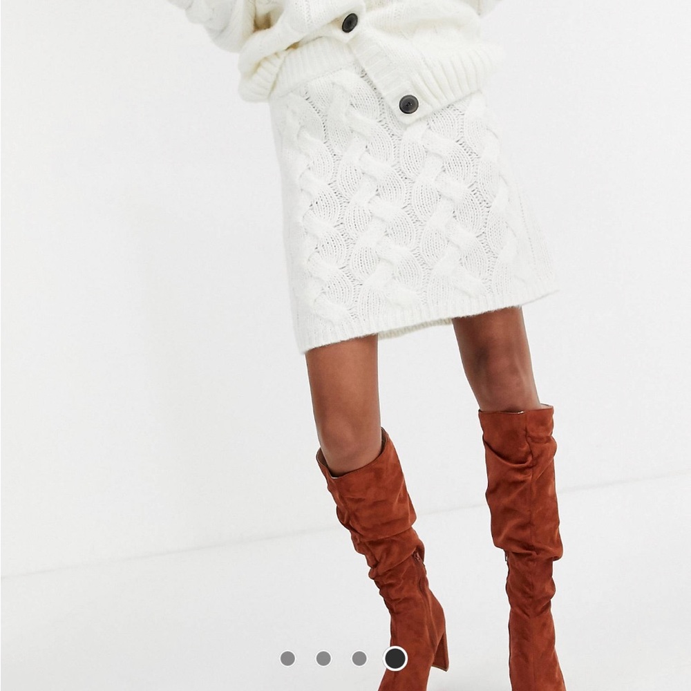 Missguided cable knit skirt in cream, women’s size Large